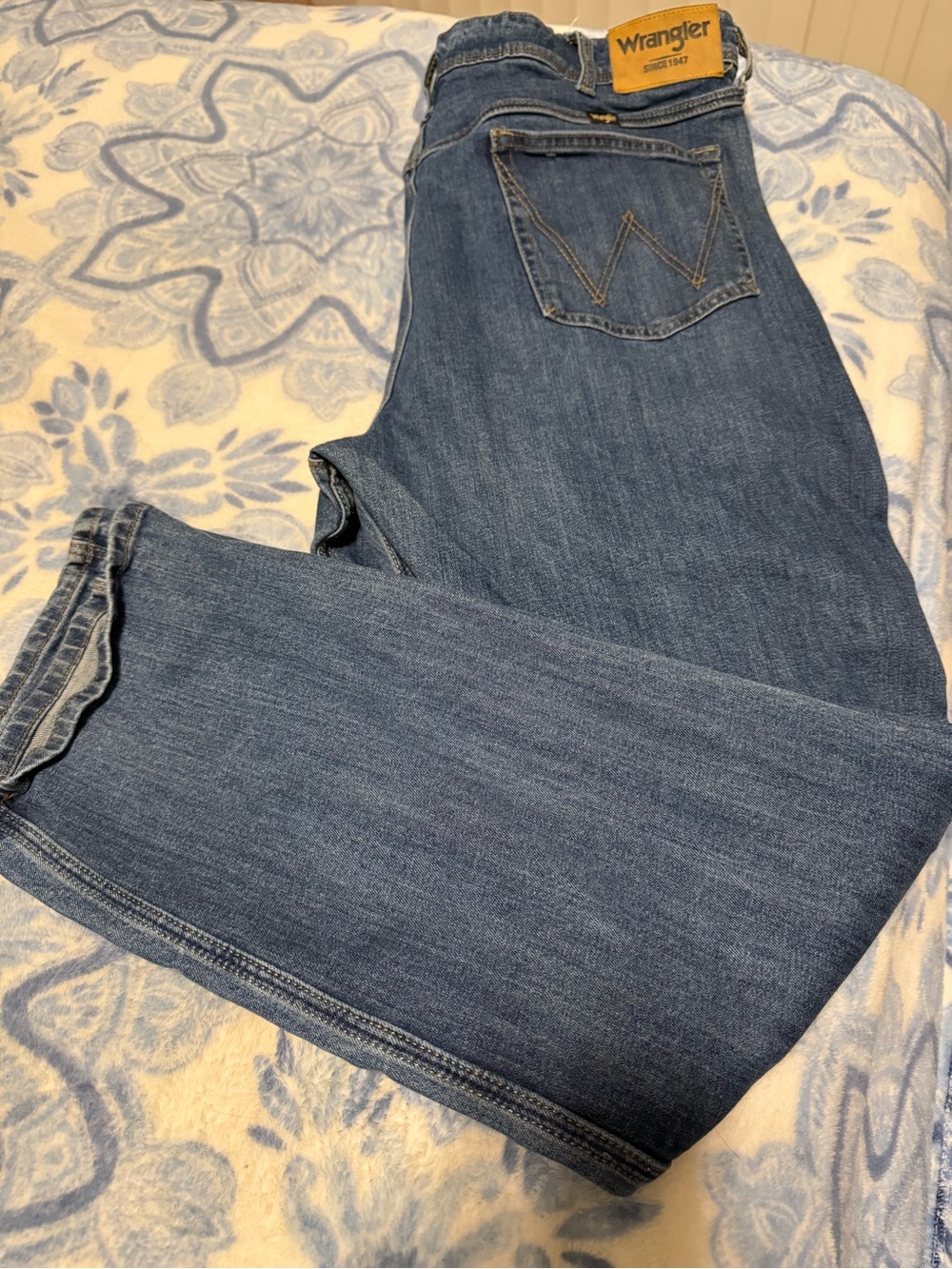 Wrangler Mens Wrangler Reg Fit Blue Jeans Size 38/32